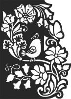 Floral panel with bird - DXF SVG CDR Cut File, ready to cut for laser Router plasma